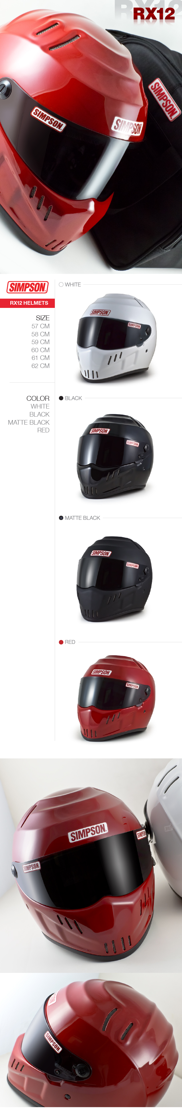 Helmet RX12： Size 57cm, 58cm, 59cm, 60cm, 61cm, 62cm